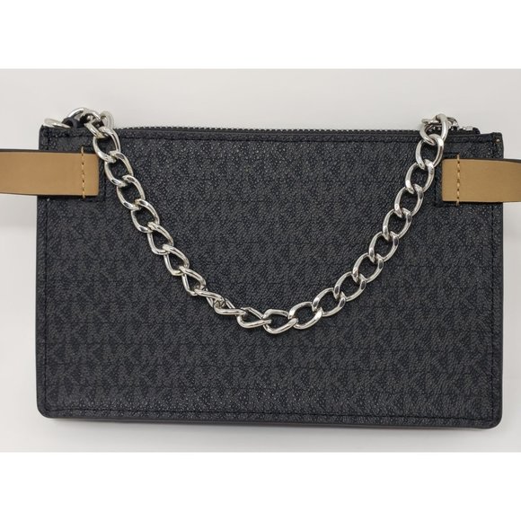 MICHAEL KORS logo pull chain faux-leather belt bag /fanny pack -Black main image 5